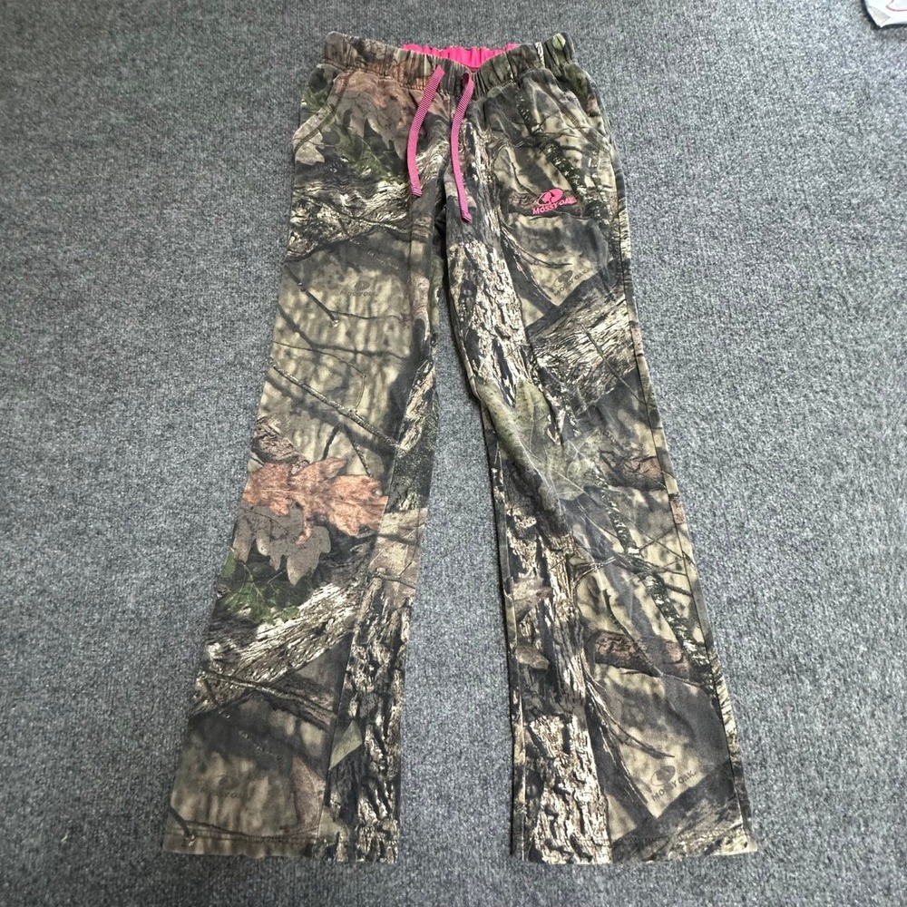 Mossy Oak Sweatpants Womens Size S Brown Camo Pink Trim Drawstring Lounge Jogger